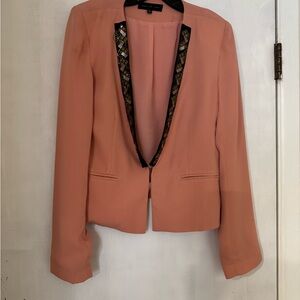 English Rose Coral Blazer with Black Trim